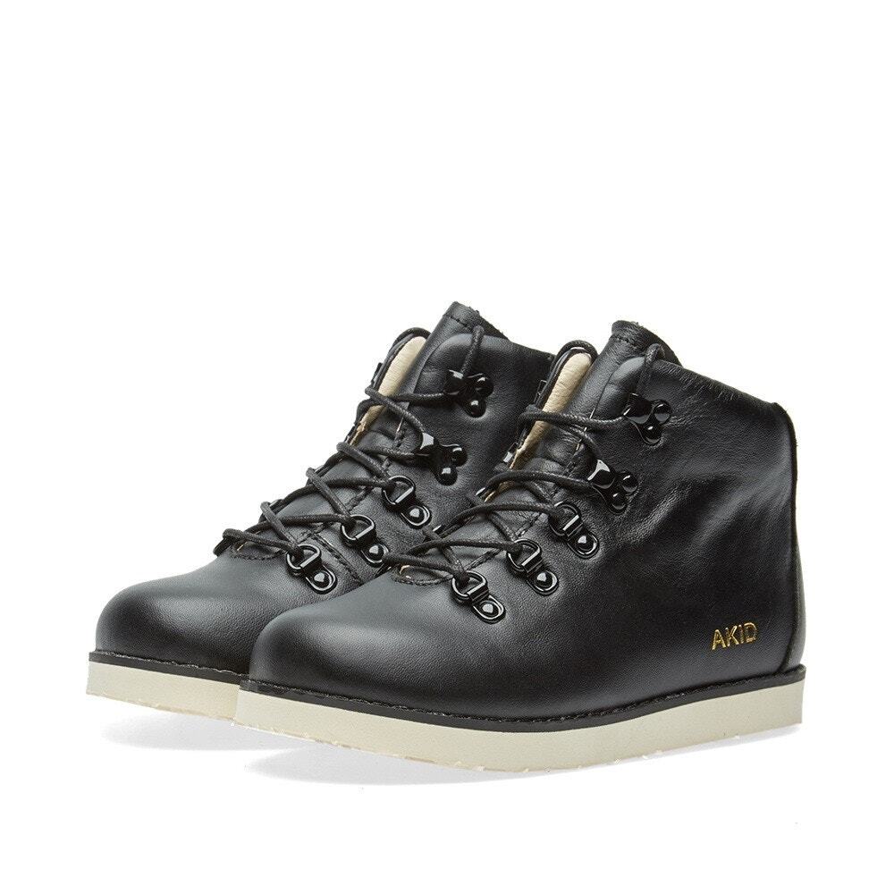 AKID Boys Size 1 Black Leather Jasper Ankle Boots Lace Up Casual Comfort LB14-4